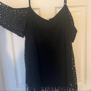 Charming Charlie Black Cold Shoulder Tank Top